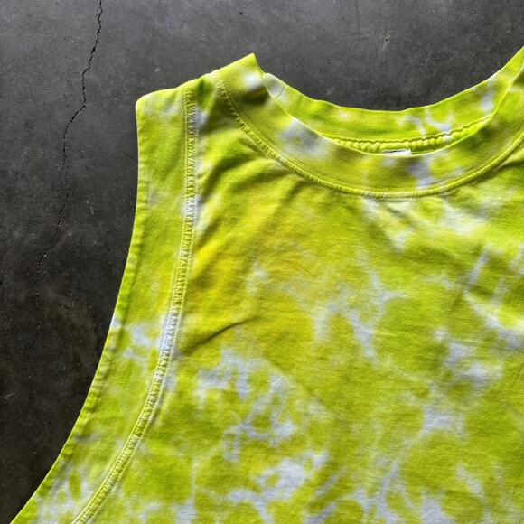 Lululemon All Yours Cropped Cotton Tank Top Women's 4 Marmoleado Tie Dye Yellow - Picture 2 of 8
